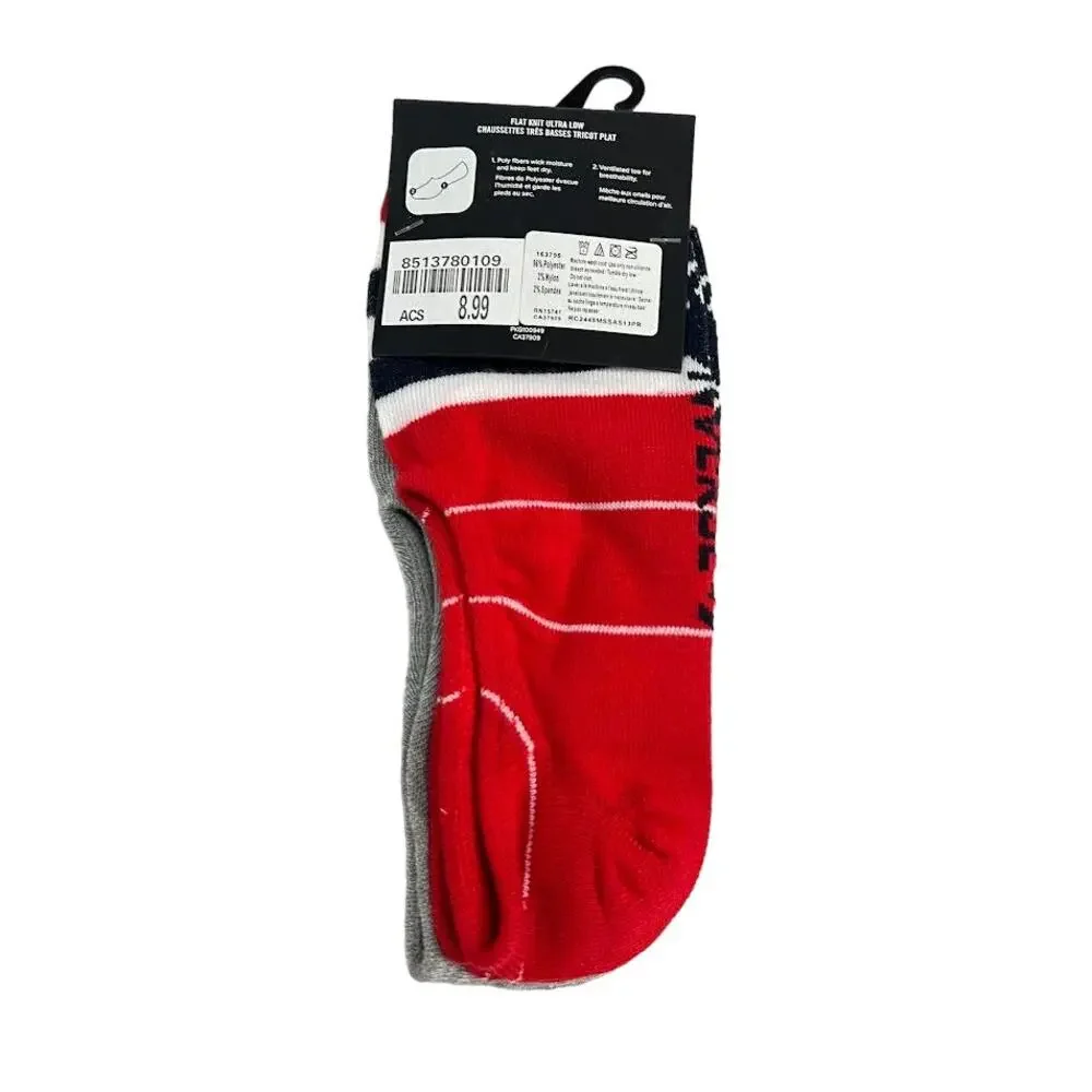 NEW! Converse 3 Pack Flat Knit‎ Ultra Low Socks Navy/Red/Gray Mens 6-12